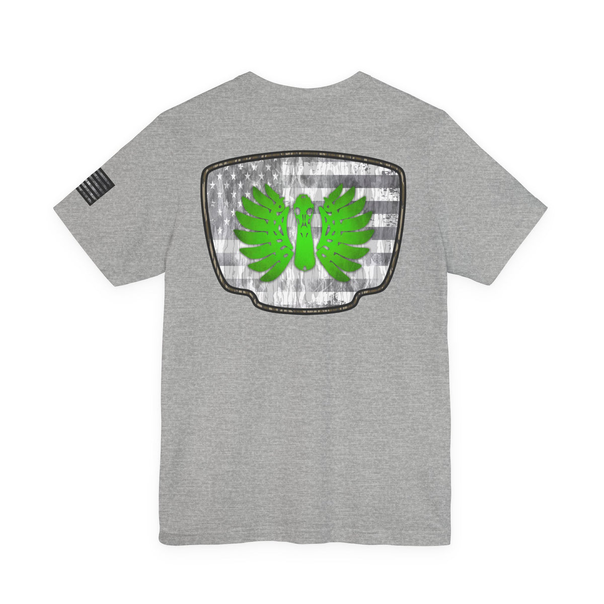 Duck Skull Hunting Badge T-Shirt – Mossy Camo Print, Crossed Guns & Duck Skull Graphic