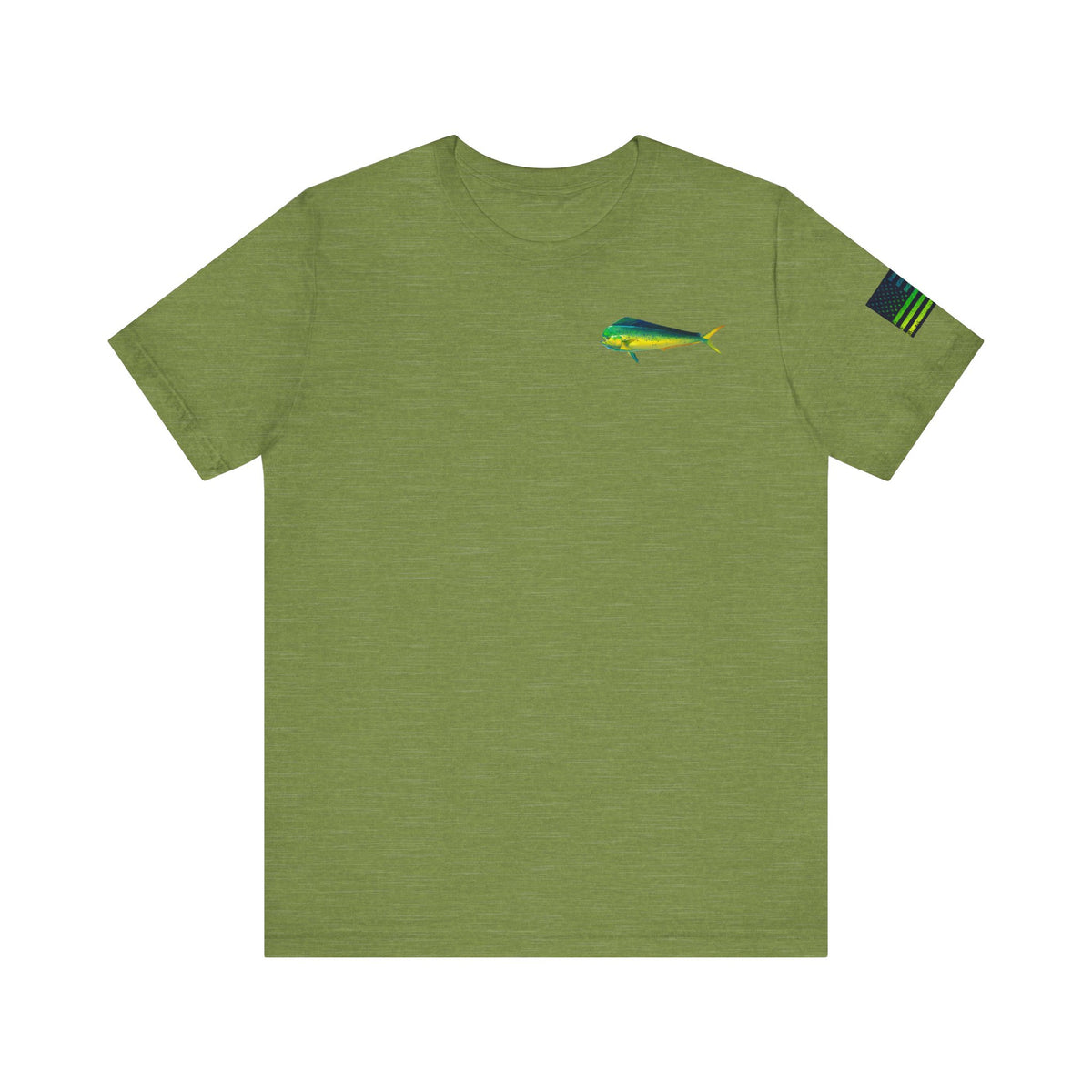 Mahi Mahi Sunglass Badge Tee – White Distressed Flag Fishing Shirt