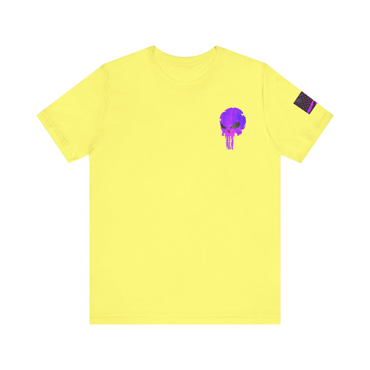 Purple Grunge Punisher Skull – Neon Grunge Vigilante Graphic for Shirts, Decals & Prints