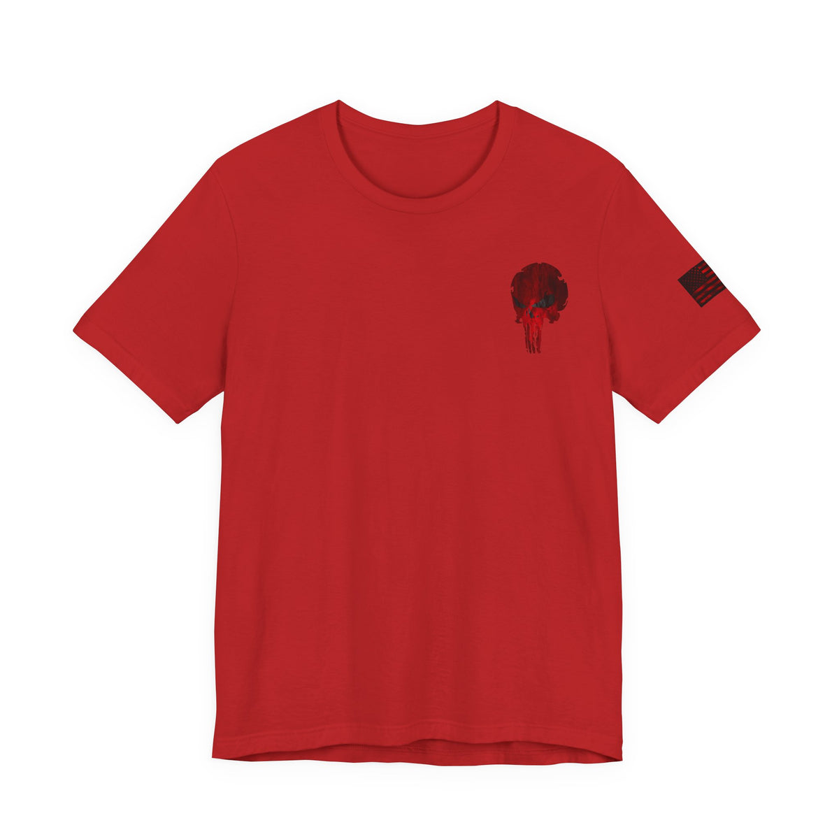 Punisher Skull Red Grunge Distressed Design – Tactical Graphic Art for Shirts, Decals, and Merch