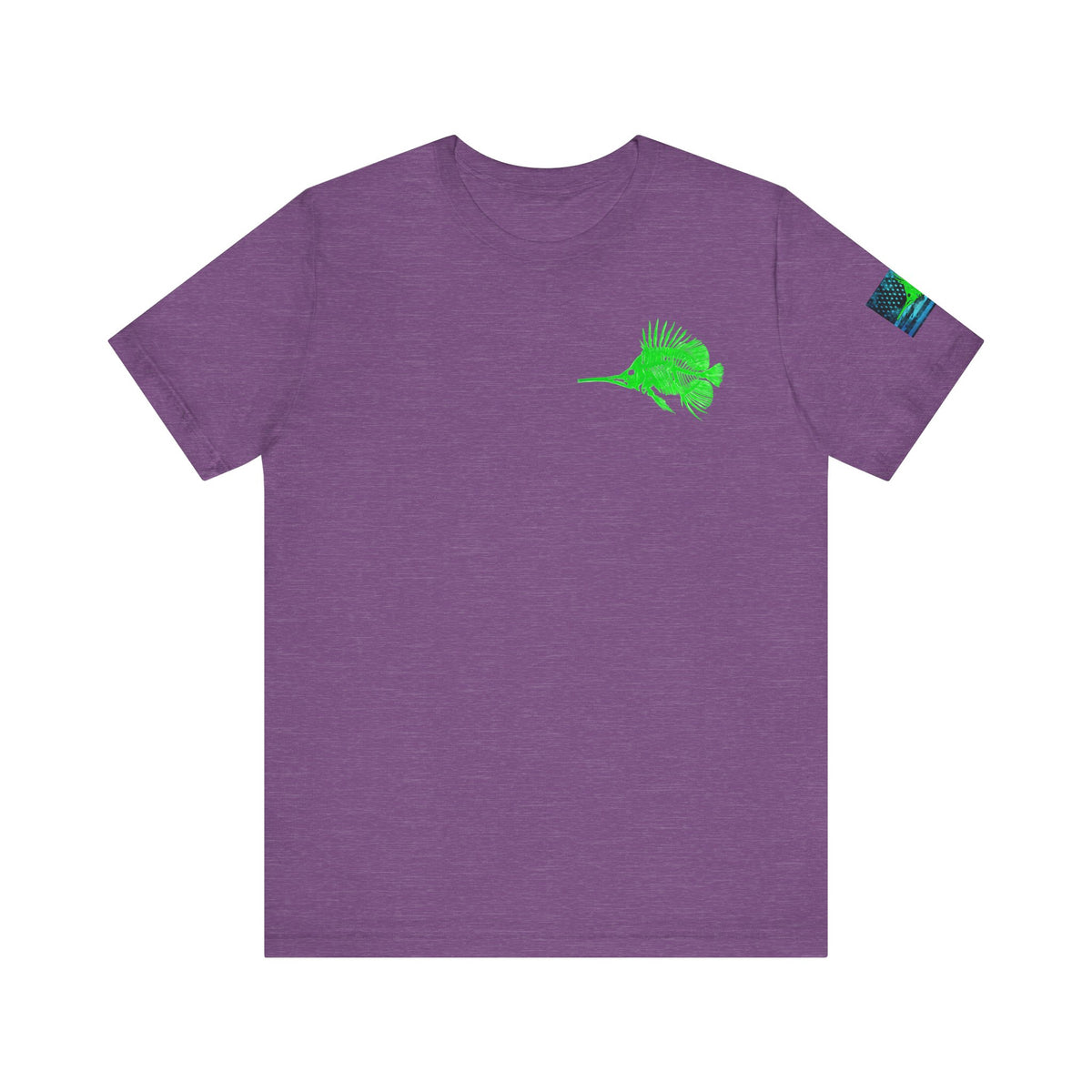 Green Fish Grunge American Flag Tee, Patriotic USA Shirt, Vintage American Flag