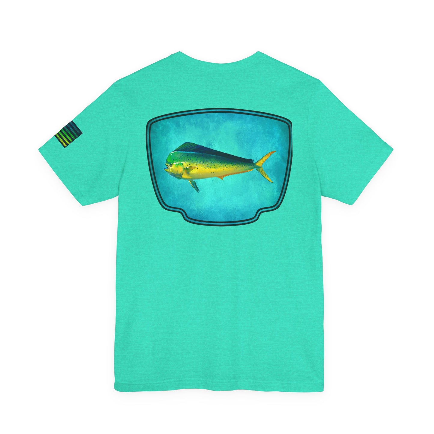 Vibrant Mahi Mahi Badge Tee – Ocean-Inspired Saltwater Fishing Shirt for Men