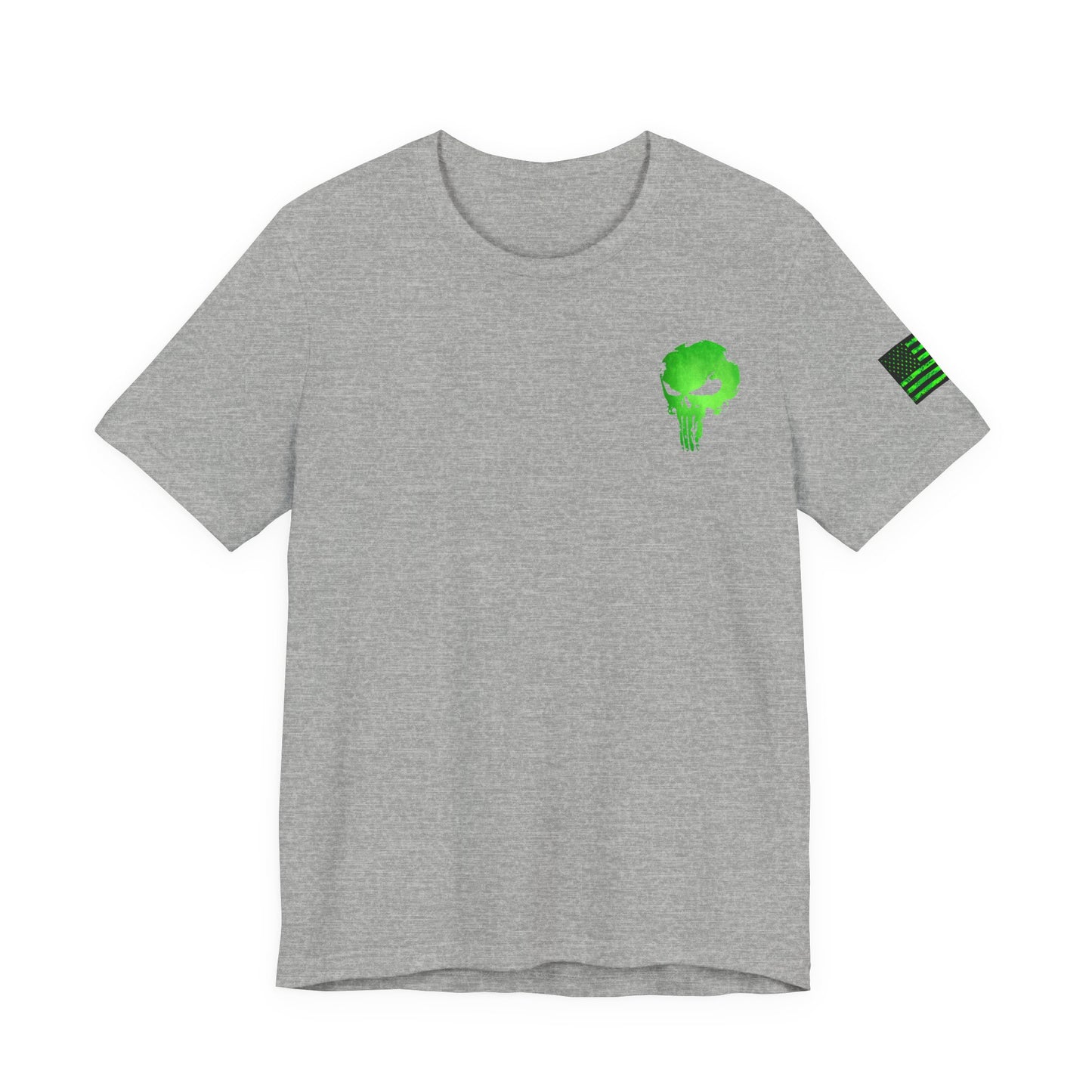 Green Punisher Skull with Hex Camo – Tactical Military Style Grunge Tee