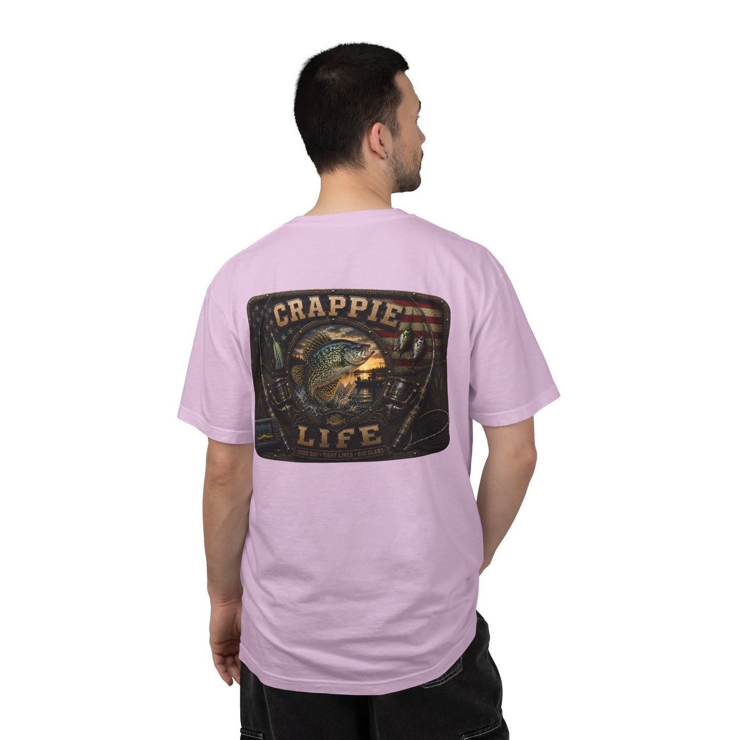 Crappie Life T-Shirt — Retro American Flag Crappie Fishing Tee