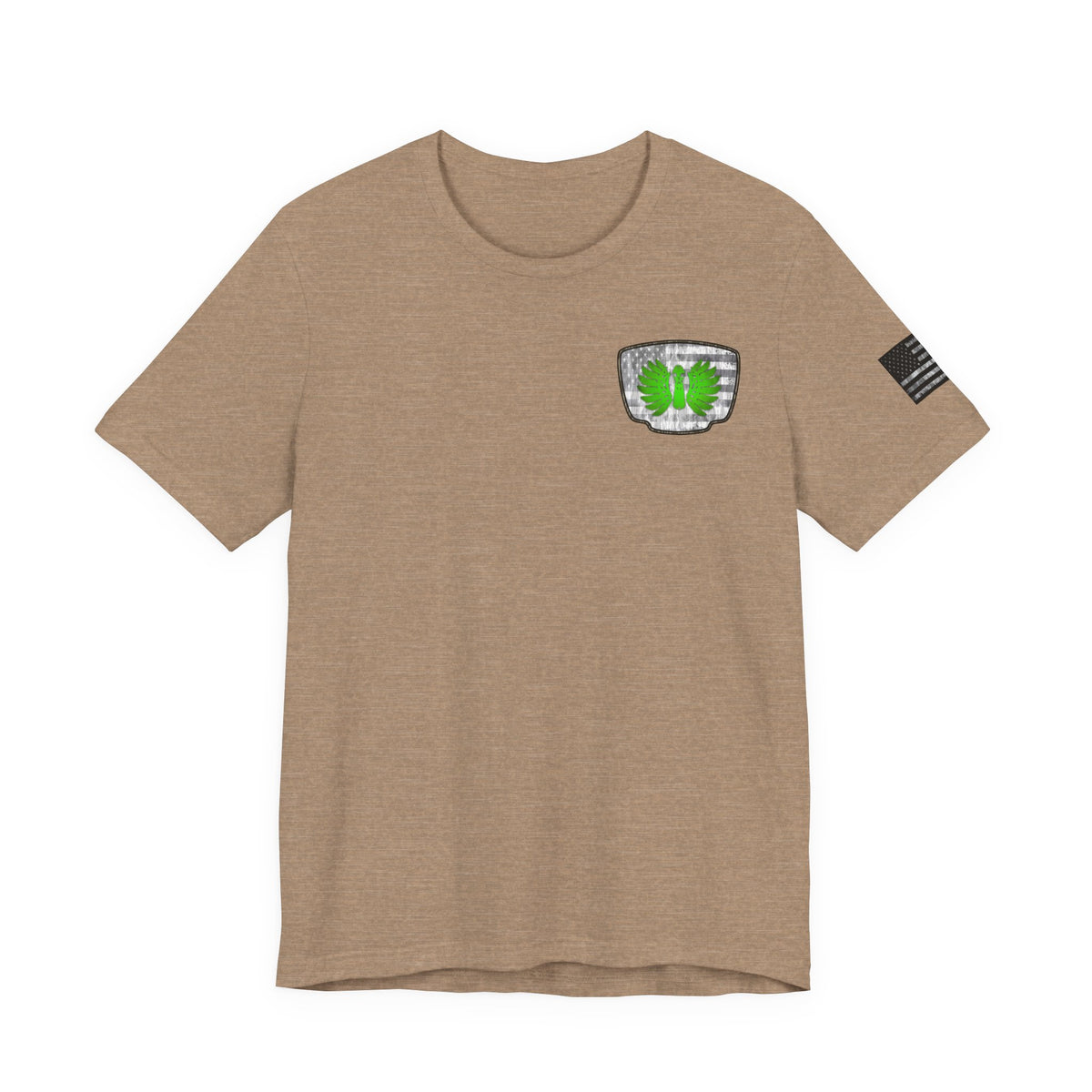 Duck Skull Hunting Badge T-Shirt – Mossy Camo Print, Crossed Guns & Duck Skull Graphic