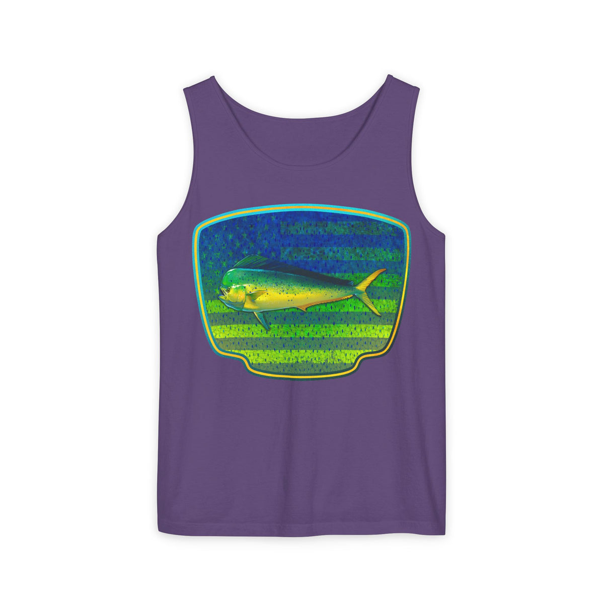 American Mahi Mahi Graphic Tank Top, Summer Apparel, Outdoors Shirt, Fishing Gear, Beachwear, Gifts for Anglers