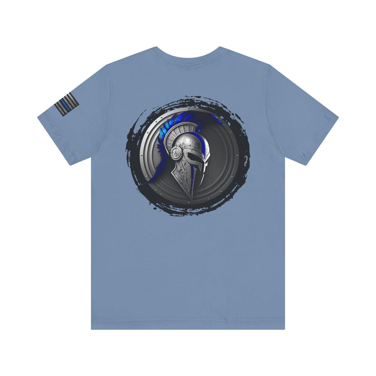Grunge Spartan Thin Blue Line American Flag T-Shirt – Honor & Valor Police Tribute Tee