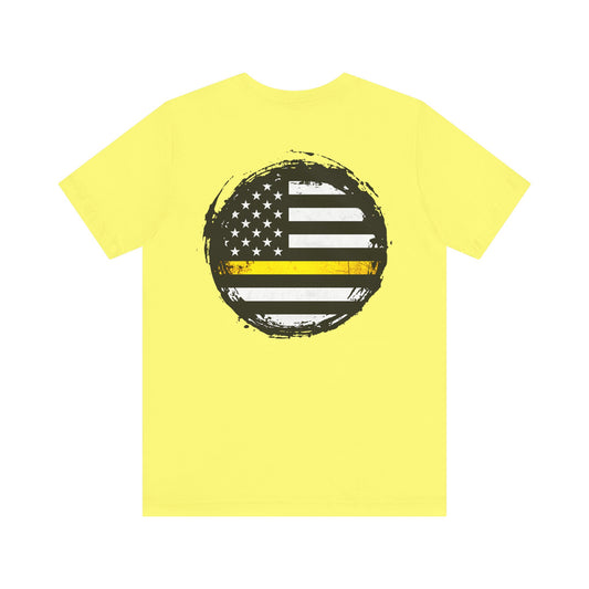 Thin Yellow Line American Flag Tee, Dispatcher Gift, Unisex T-Shirt, 911 Operator Shirt, Patriotic Graphic Tee
