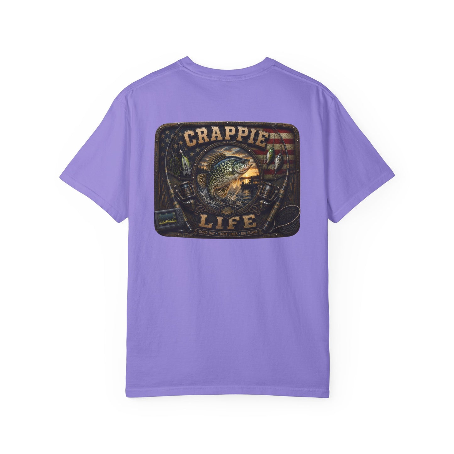 Crappie Life T-Shirt — Retro American Flag Crappie Fishing Tee