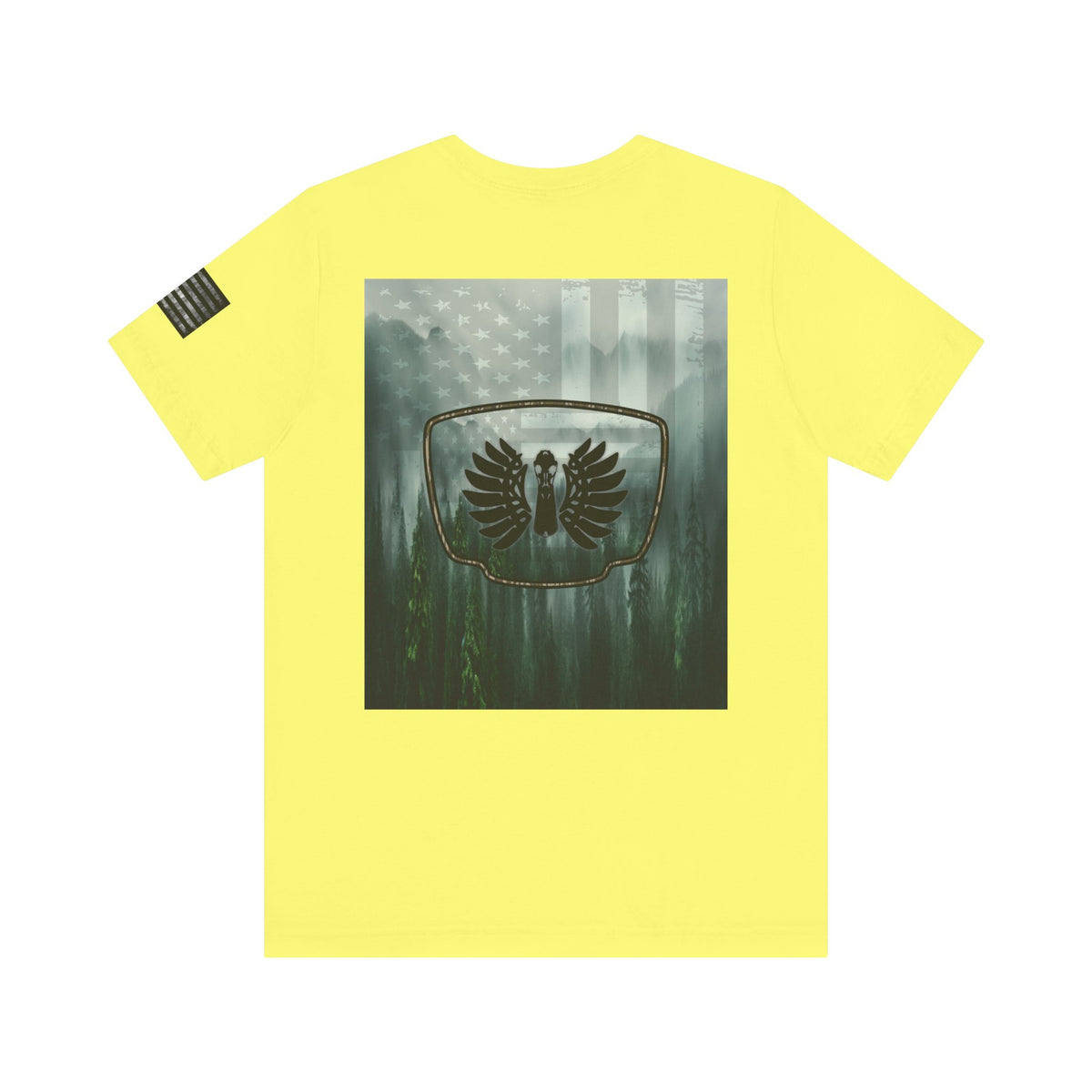 The Forest Duck Hunt Badge T-Shirt – Mossy Camo Print, Crossed Guns & Duck Skull Graphic