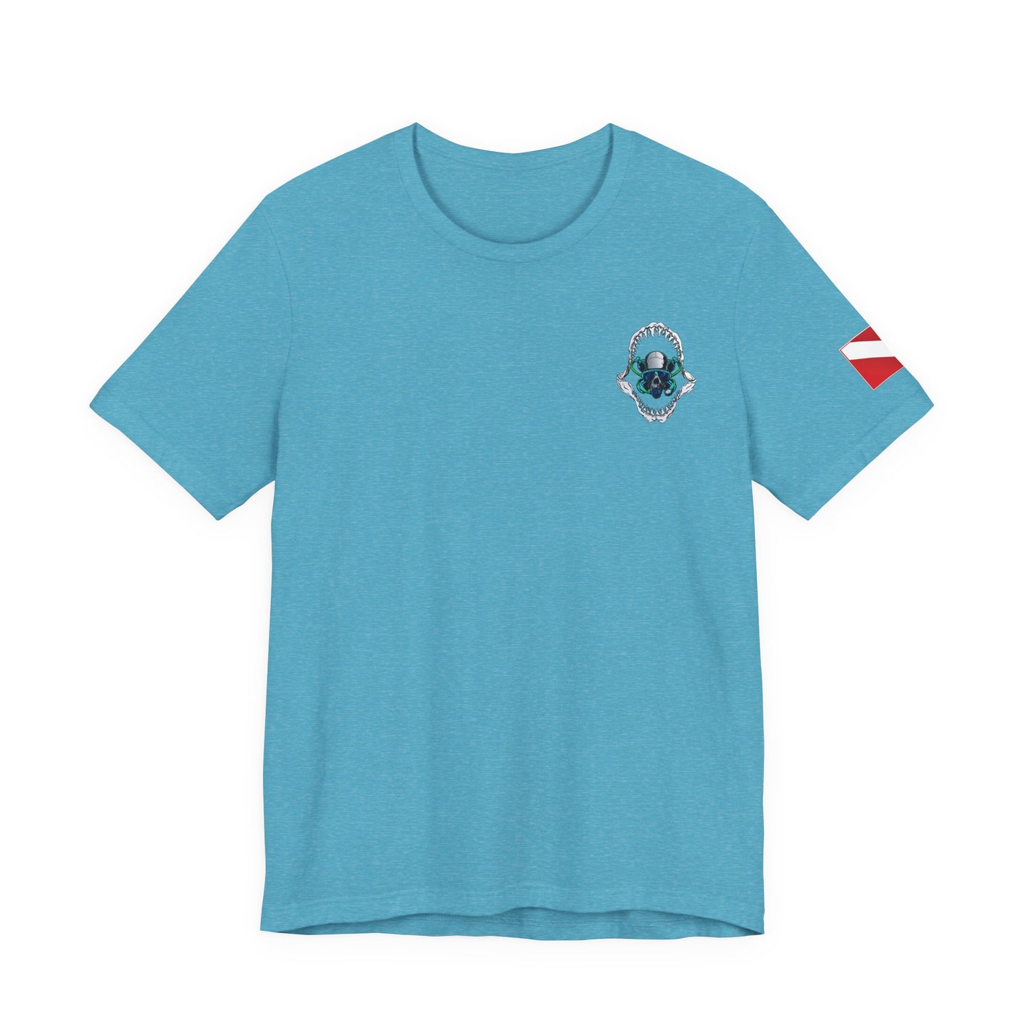Scuba Skull Shark Graphic Tee, Dive Shirt, Beachwear, Summer Fashion, Gift for Ocean Lovers