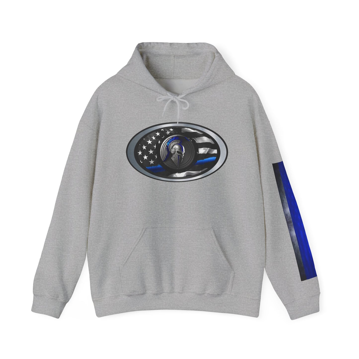 Spartan Hoodie, Thin Blue Line, American Flag, Patriotic Hoodie, Police Officer Gift, Law Enforcement Apparel