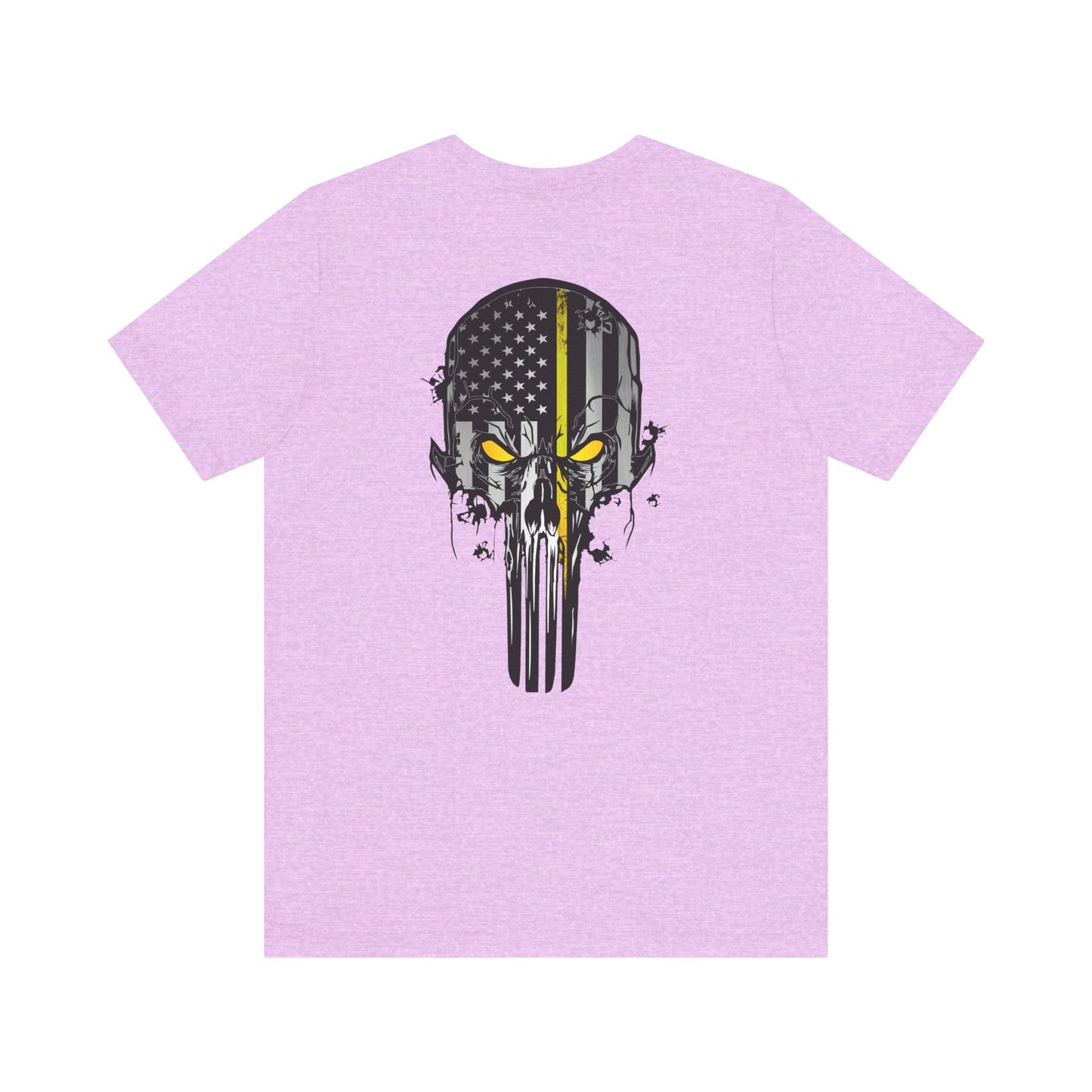 Thin Yellow Line American Flag Skull Tee