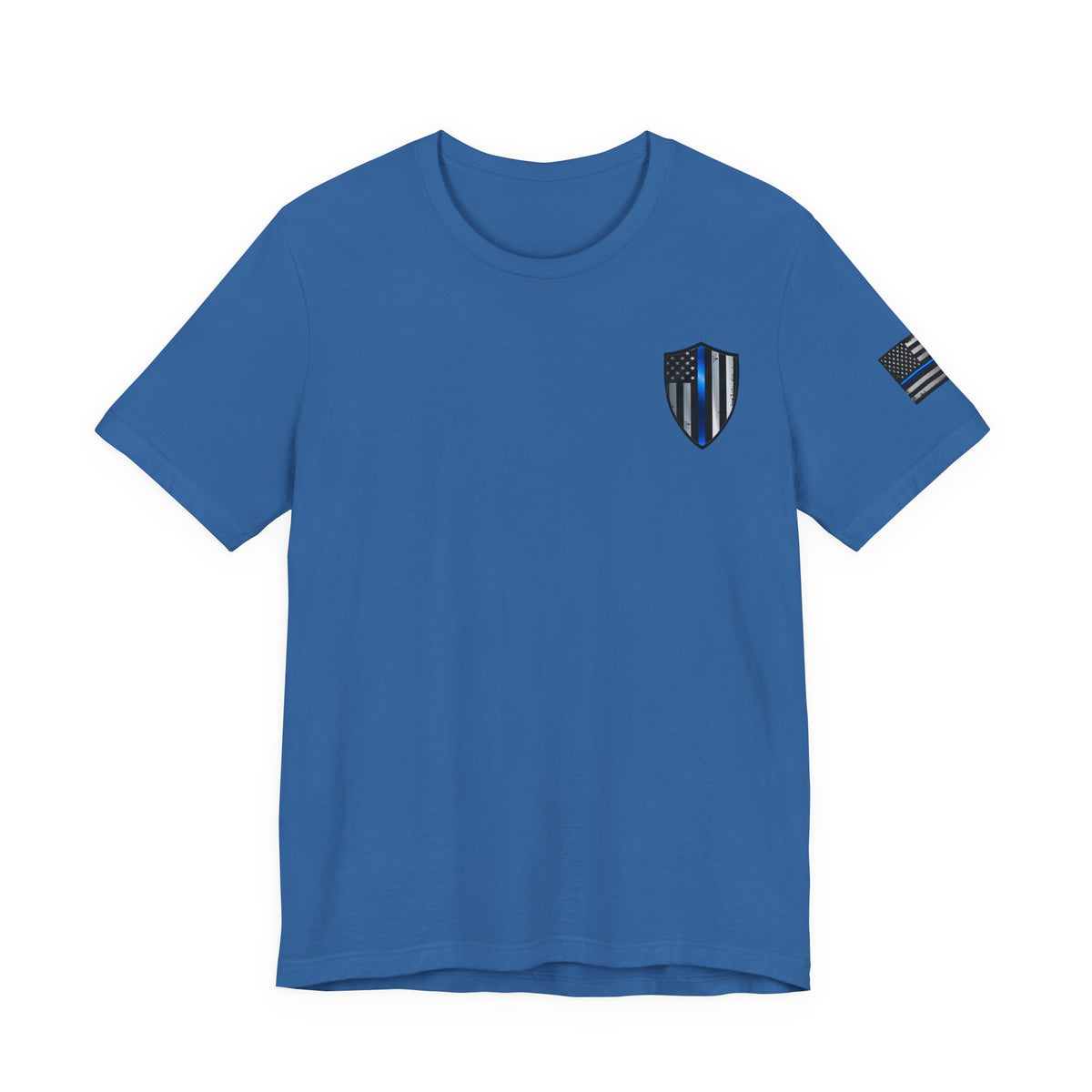 Grunge Spartan Thin Blue Line American Flag T-Shirt – Honor & Valor Police Tribute Tee