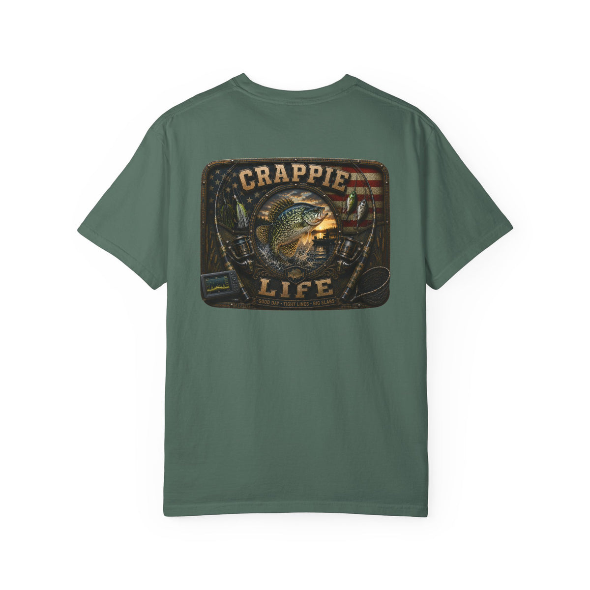 Crappie Life T-Shirt — Retro American Flag Crappie Fishing Tee