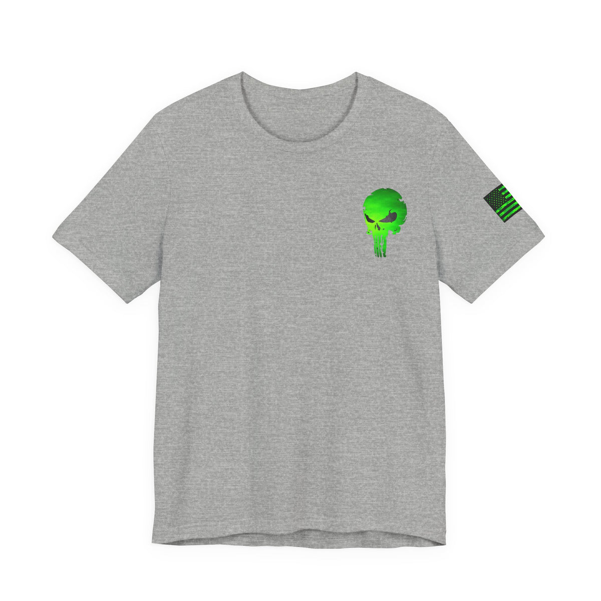 Toxic Green Punisher Skull – Neon Grunge Vigilante Graphic for Shirts, Decals & Prints