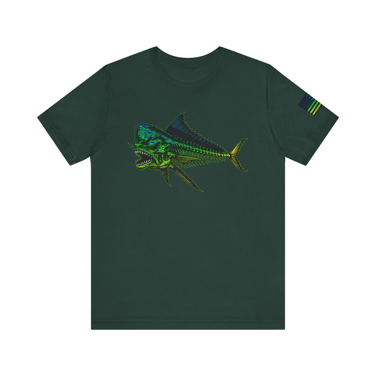 The Mahi Angler Grunge American Flag Tee, Patriotic USA Shirt, Vintage American Flag