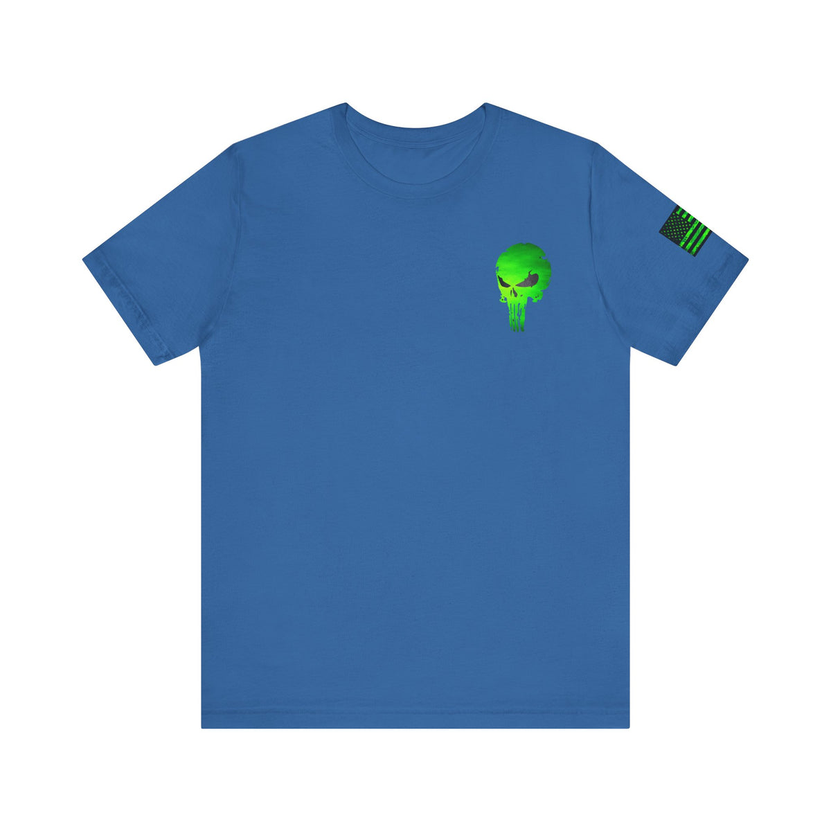 Toxic Green Punisher Skull – Neon Grunge Vigilante Graphic for Shirts, Decals & Prints