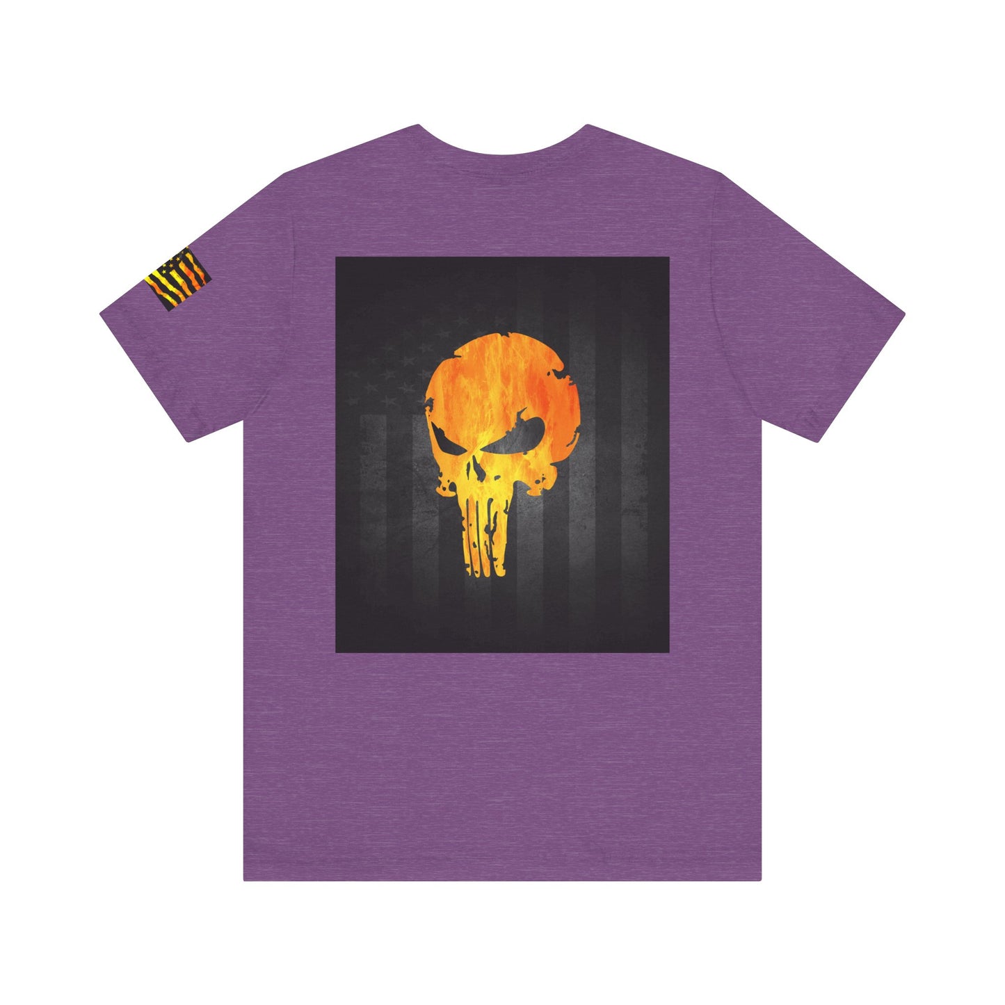 Orange Grunge Punisher Skull – Neon Grunge Vigilante Graphic for Shirts, Decals & Prints