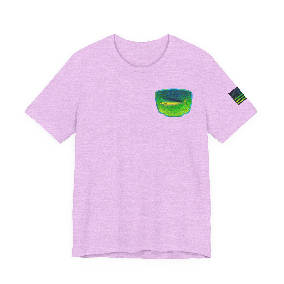 Bright Mahi Mahi Fish Skin Badge Tee – Bold Saltwater Fishing Shirt for Ocean Lovers