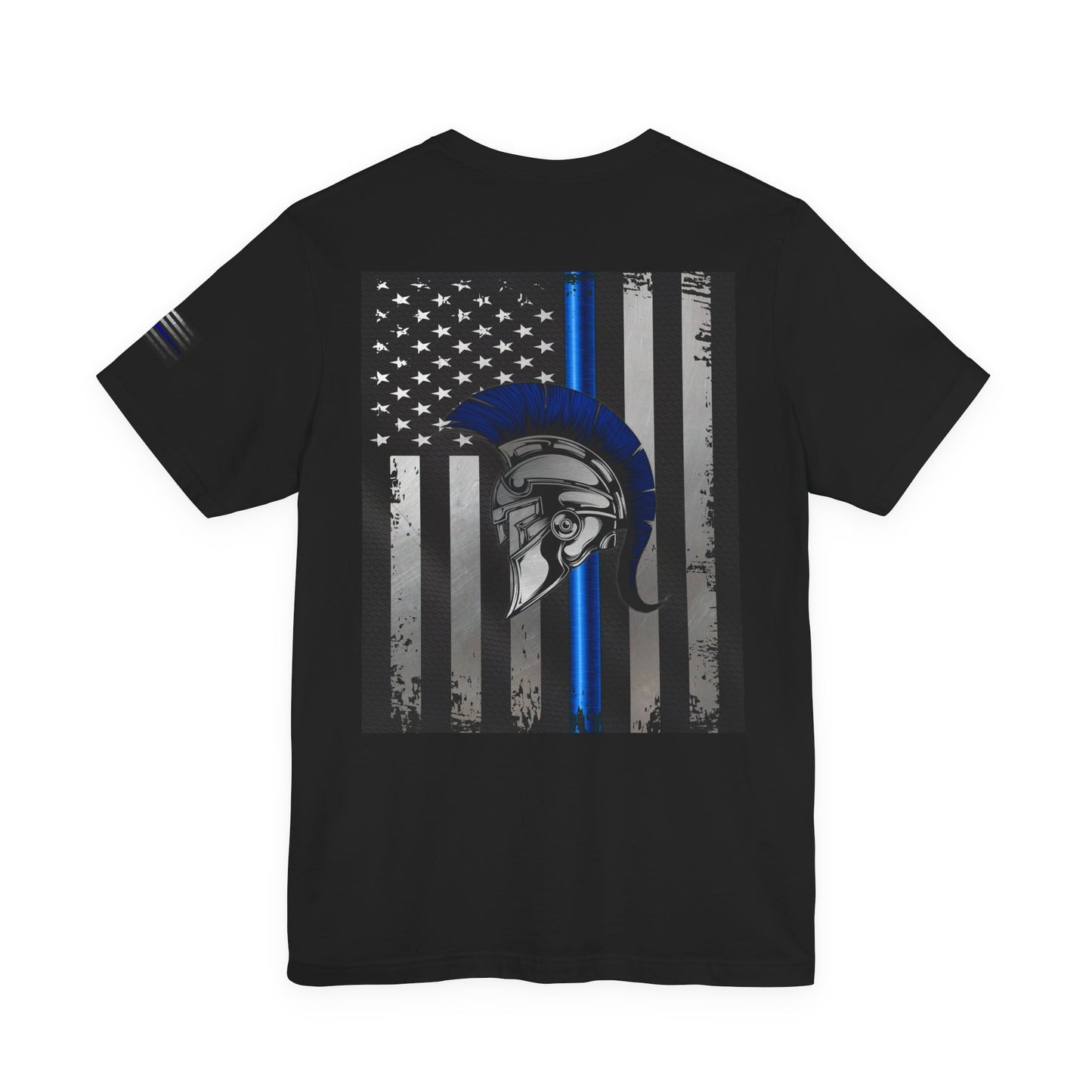 Spartan Thin Blue Line American Flag T-Shirt – Honor & Valor Police Tribute Tee