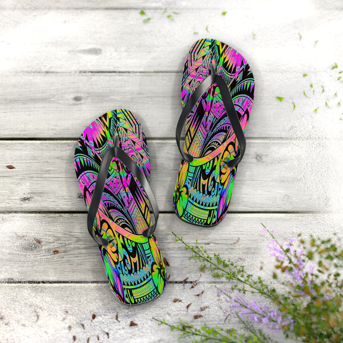 Polynesian Flip Flops | Vibrant Beach Footwear | Summer Sandals | Bohemian Style | Gift for Travelers, Festivals