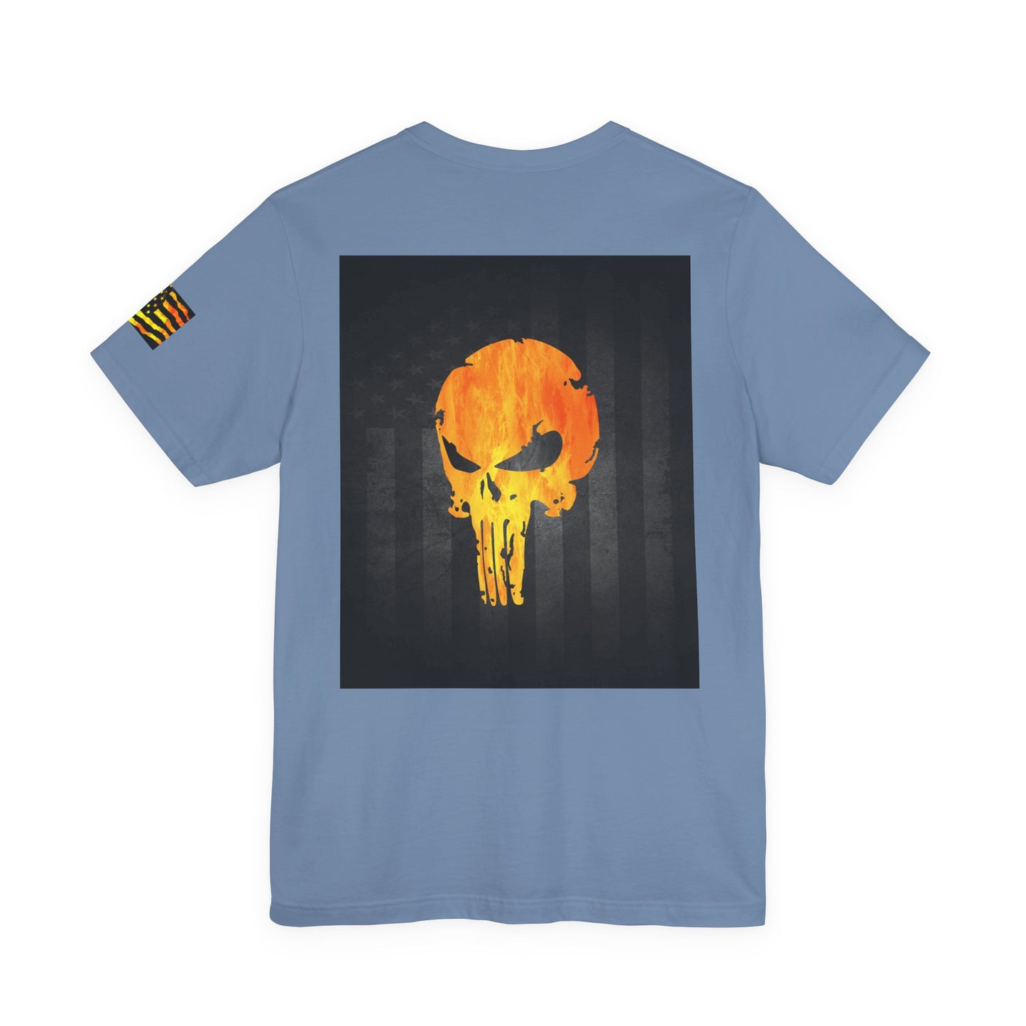 Orange Grunge Punisher Skull – Neon Grunge Vigilante Graphic for Shirts, Decals & Prints