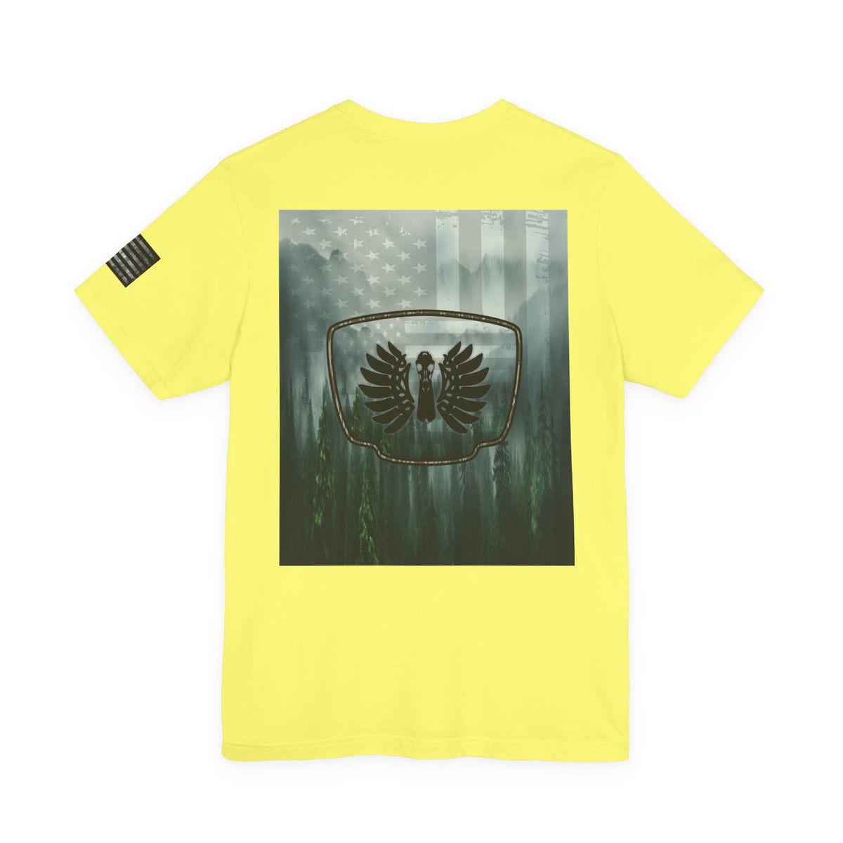 The Forest Duck Hunt Badge T-Shirt – Mossy Camo Print, Crossed Guns & Duck Skull Graphic