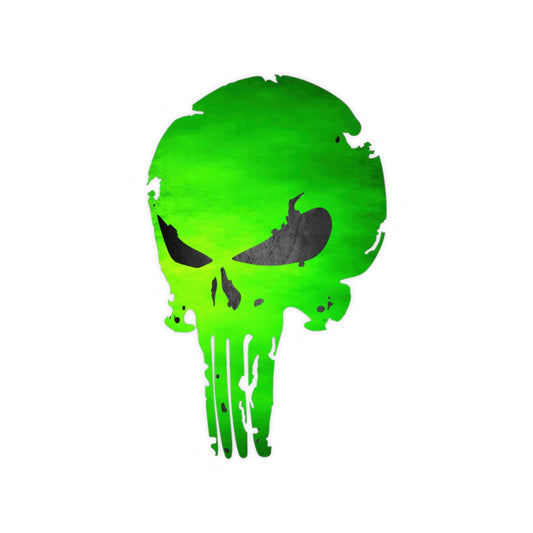 Green Distressed Skull Warrior Sticker – Bold Urban Graphic for Laptops, Water Bottles & More