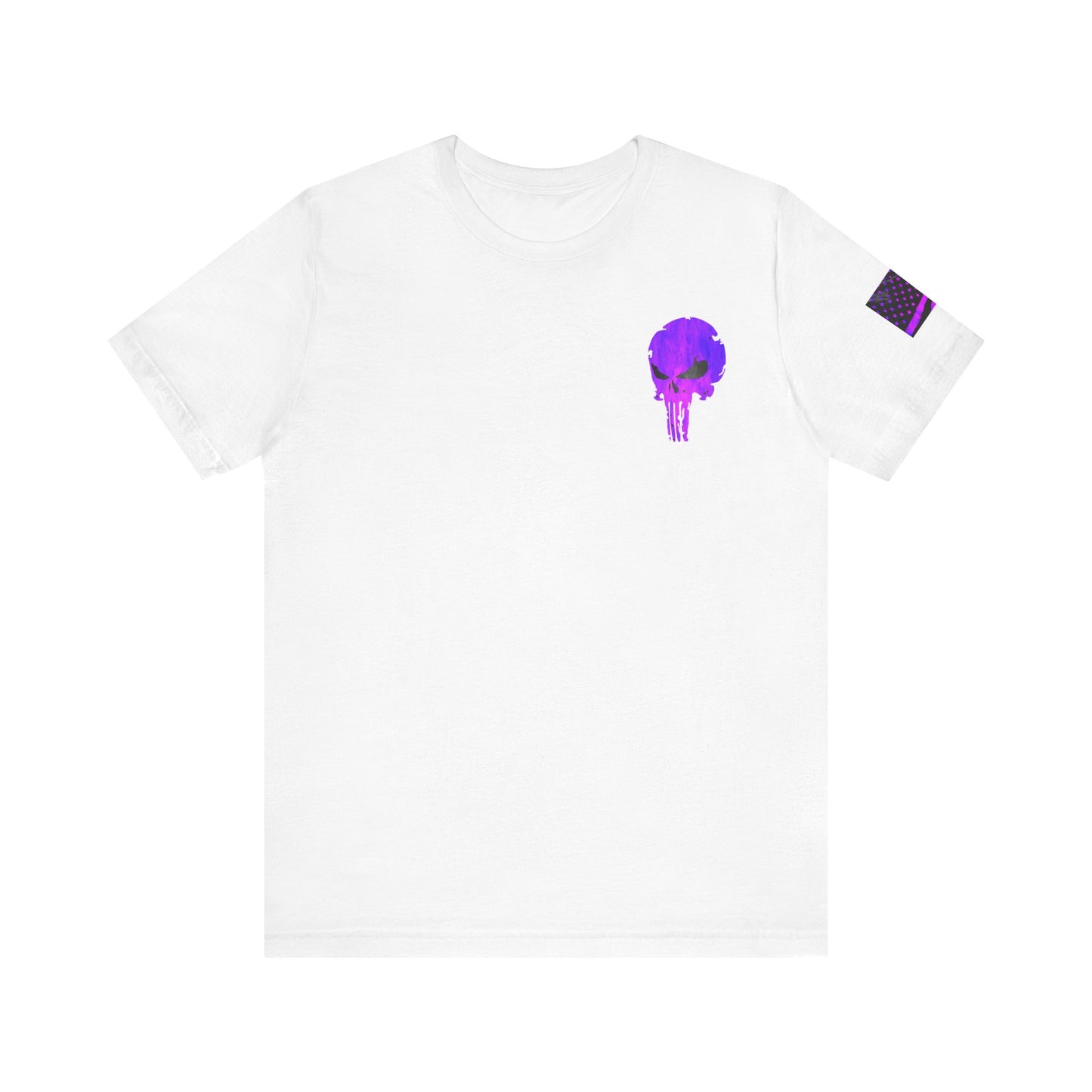 Purple Grunge Punisher Skull – Neon Grunge Vigilante Graphic for Shirts, Decals & Prints