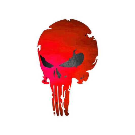 Red Distressed Skull Warrior Sticker – Bold Urban Graphic for Laptops, Water Bottles & More