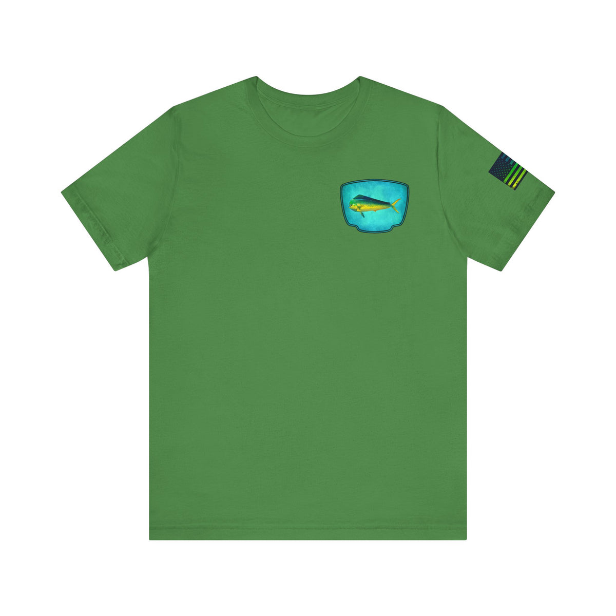 Vibrant Mahi Mahi Badge Tee – Ocean-Inspired Saltwater Fishing Shirt for Men