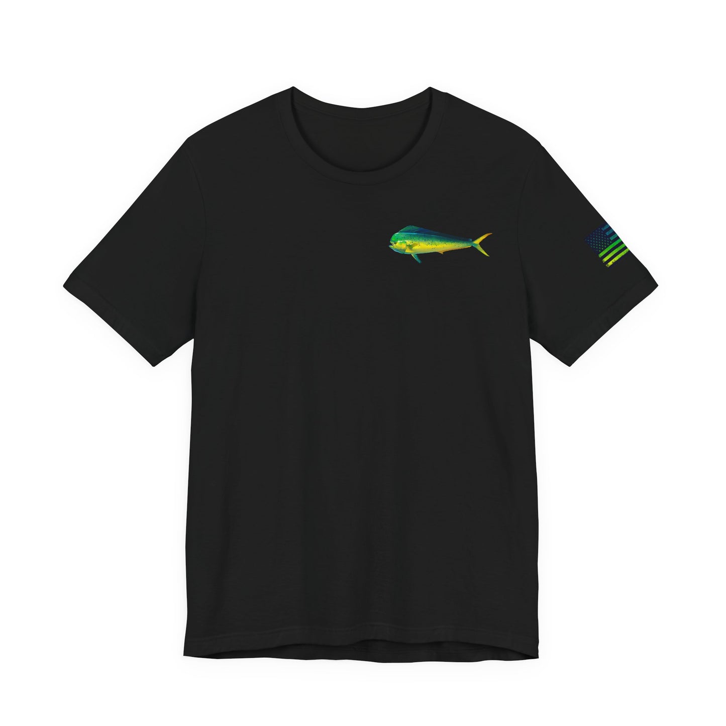 Mahi Mahi American Flag Fishing T-Shirt – Bold Offshore Graphic Tee