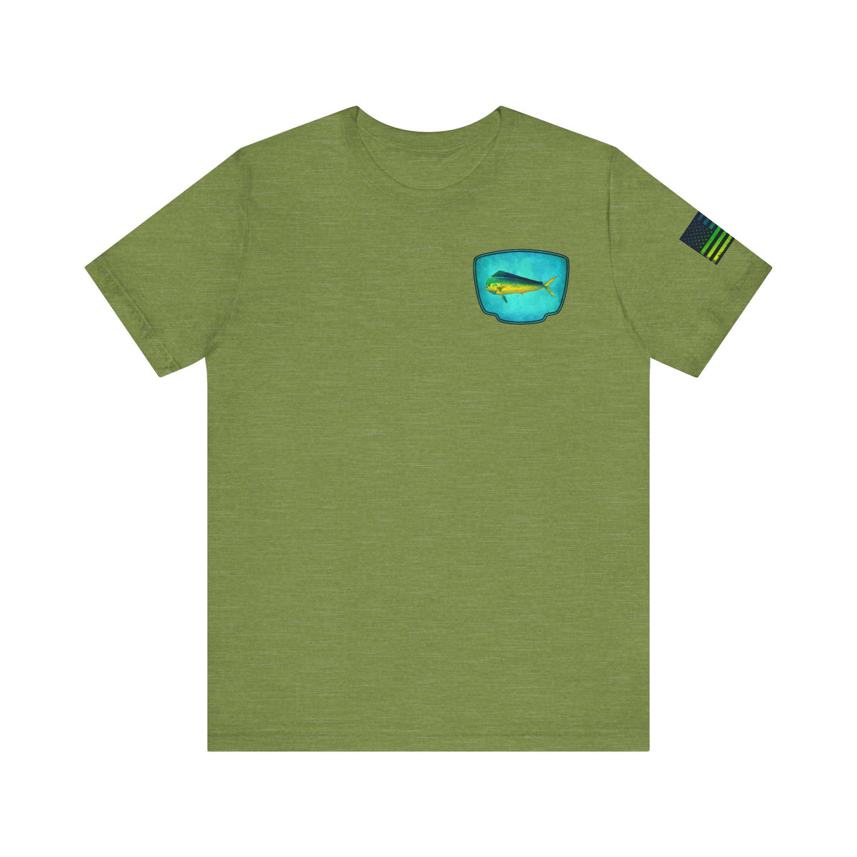 Vibrant Mahi Mahi Badge Tee – Ocean-Inspired Saltwater Fishing Shirt for Men
