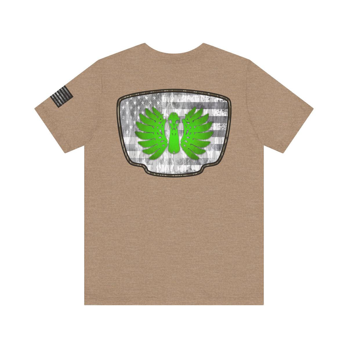 Duck Skull Hunting Badge T-Shirt – Mossy Camo Print, Crossed Guns & Duck Skull Graphic