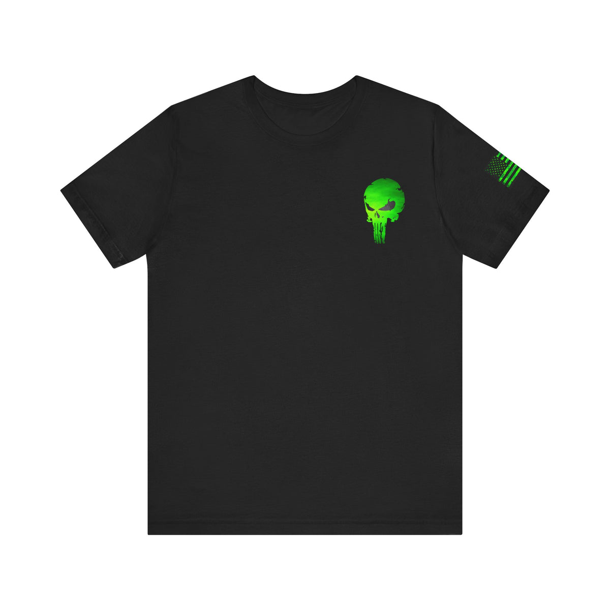 Toxic Green Punisher Skull – Neon Grunge Vigilante Graphic for Shirts, Decals & Prints