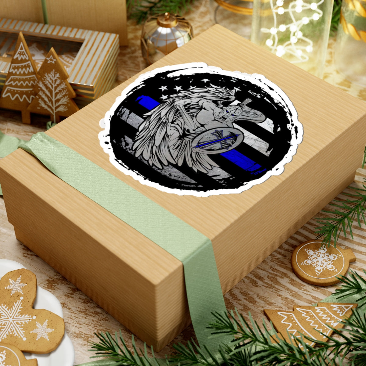 Spartan Warrior Thin Blue Line Police Support Sticker ArtKiss-Cut Stickers