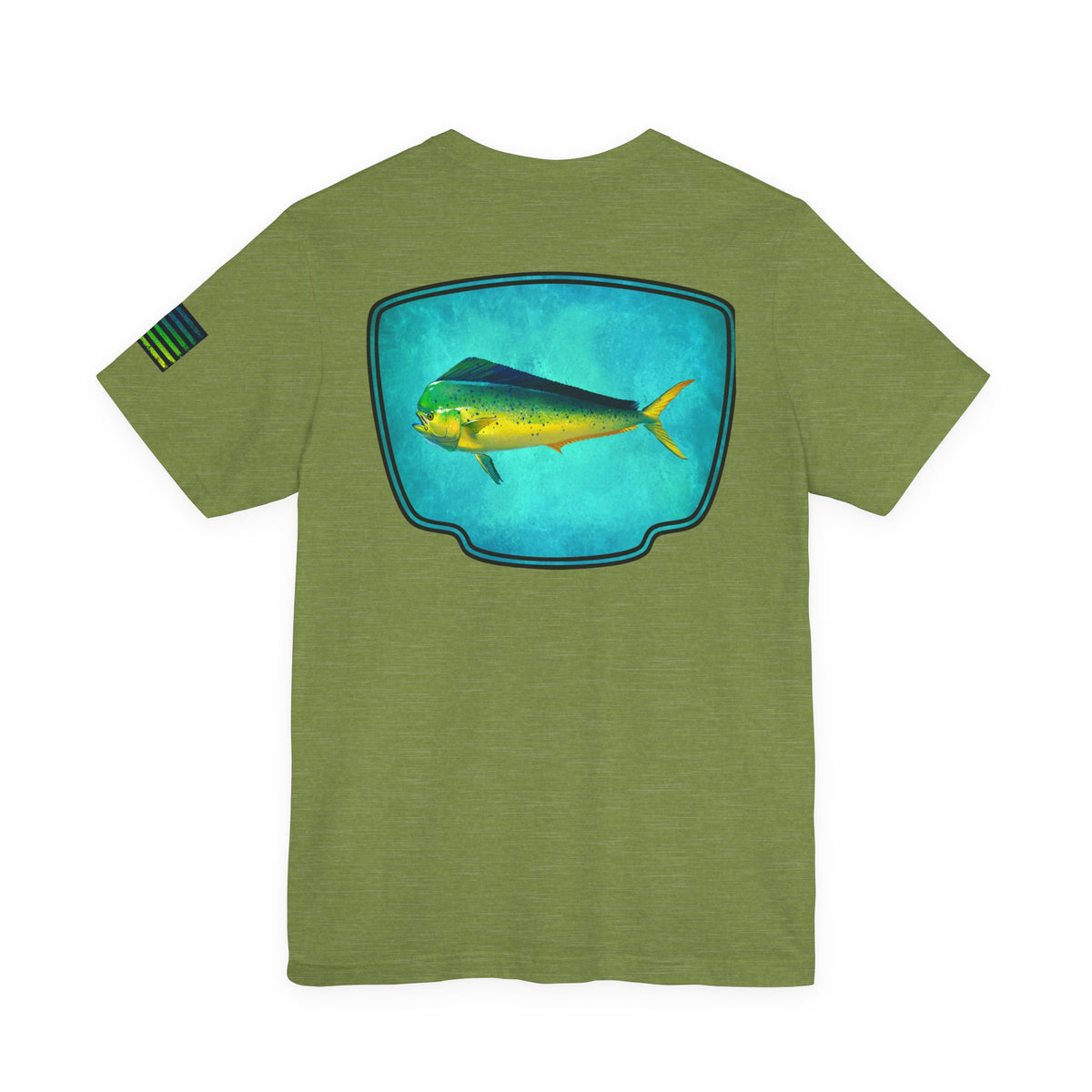 Vibrant Mahi Mahi Badge Tee – Ocean-Inspired Saltwater Fishing Shirt for Men