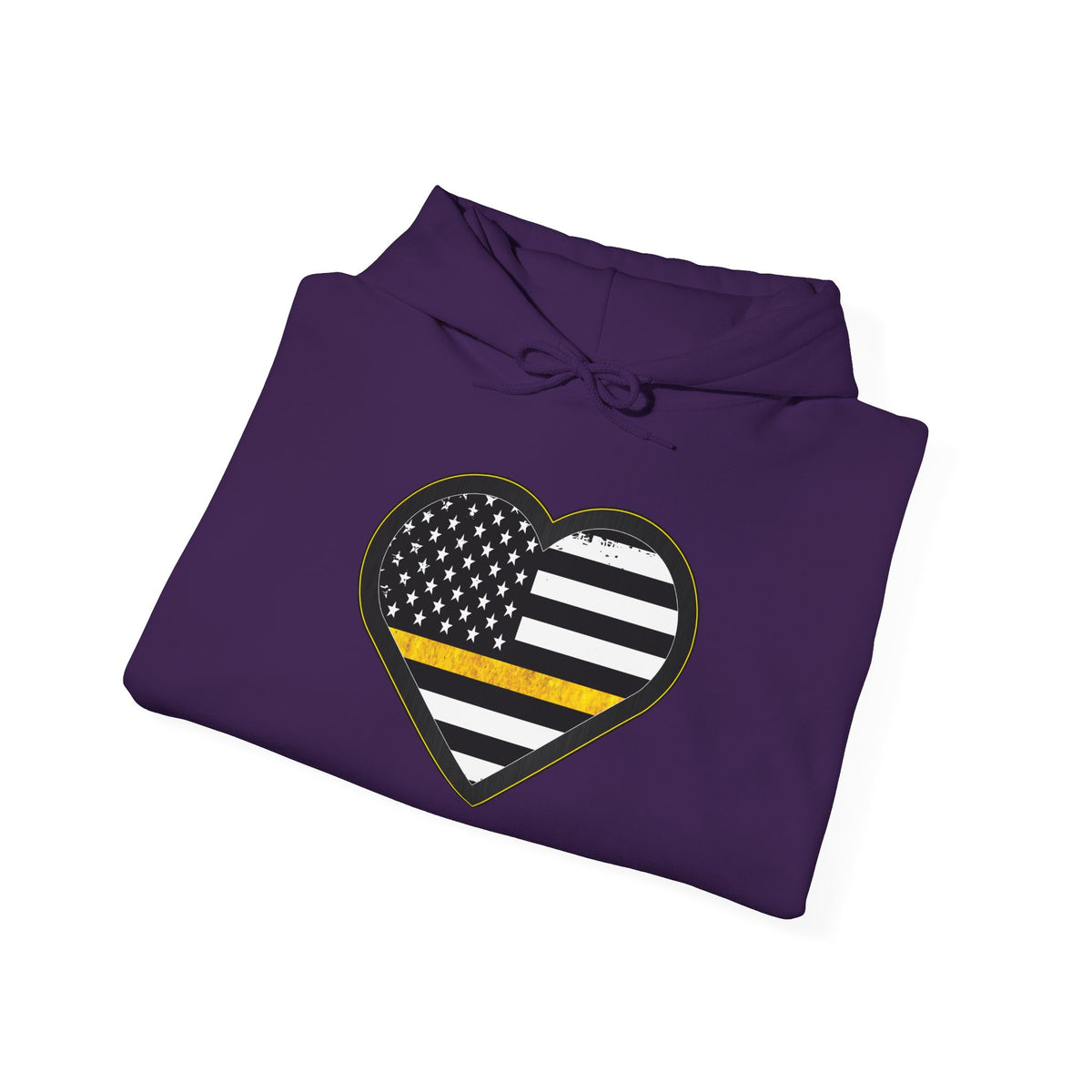 911 Dispatcher Thin Yellow Line American Flag Heart Hoodie, Dispatcher Hooded Sweatshirt, First Responder Gift, Patriotic