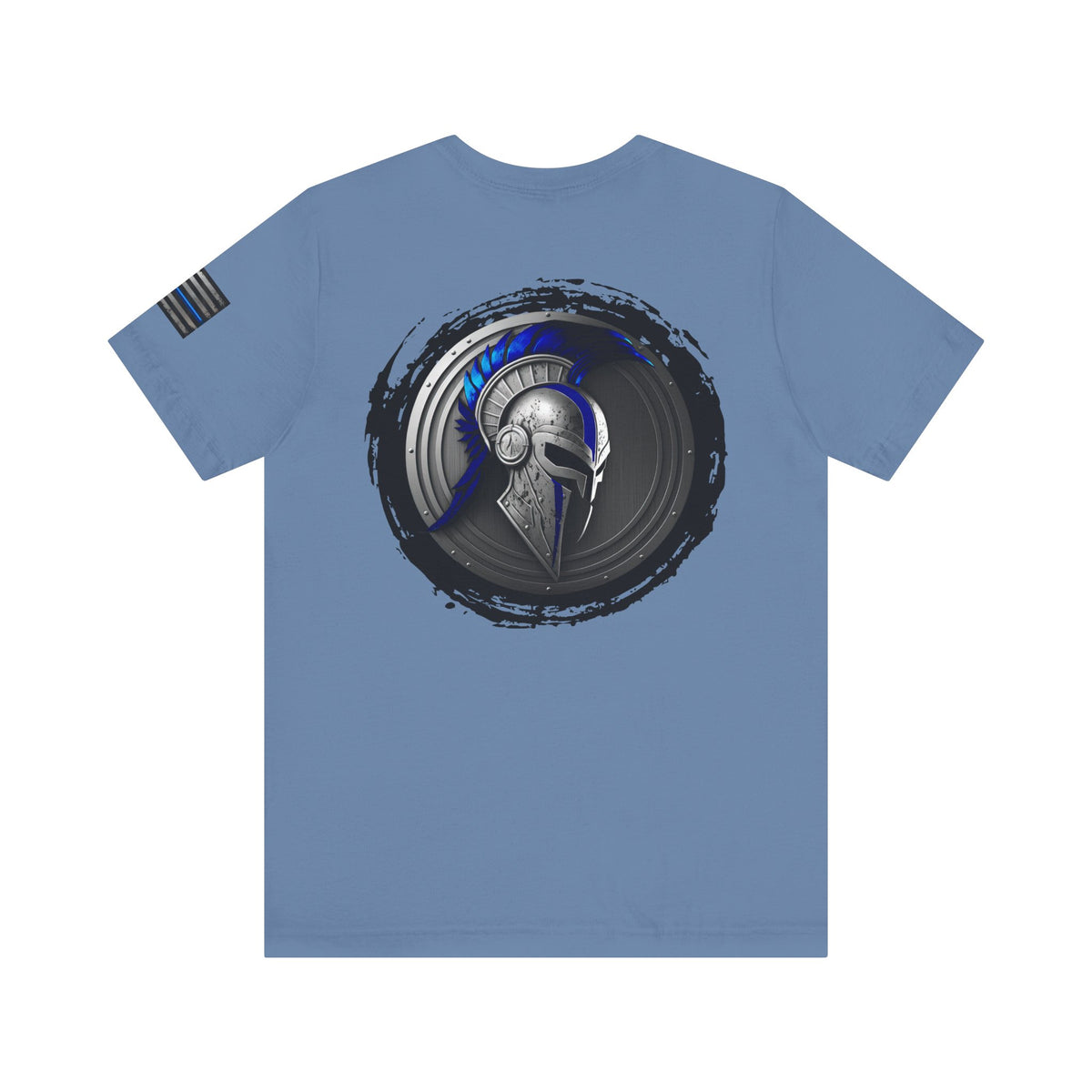 Grunge Spartan Thin Blue Line American Flag T-Shirt – Honor & Valor Police Tribute Tee