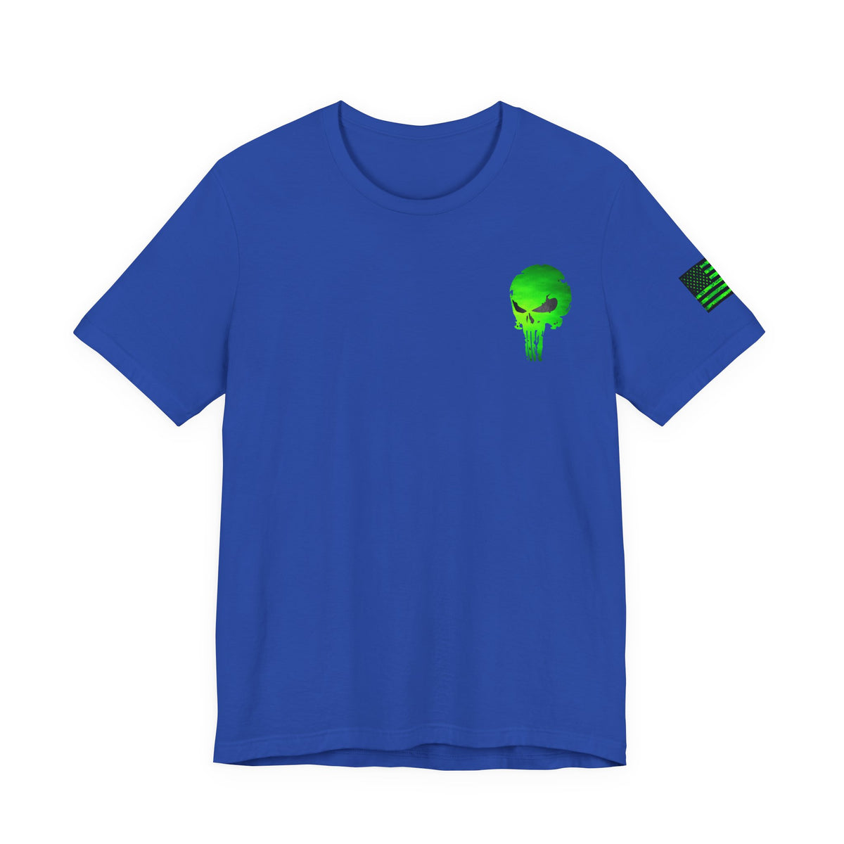 Toxic Green Punisher Skull – Neon Grunge Vigilante Graphic for Shirts, Decals & Prints