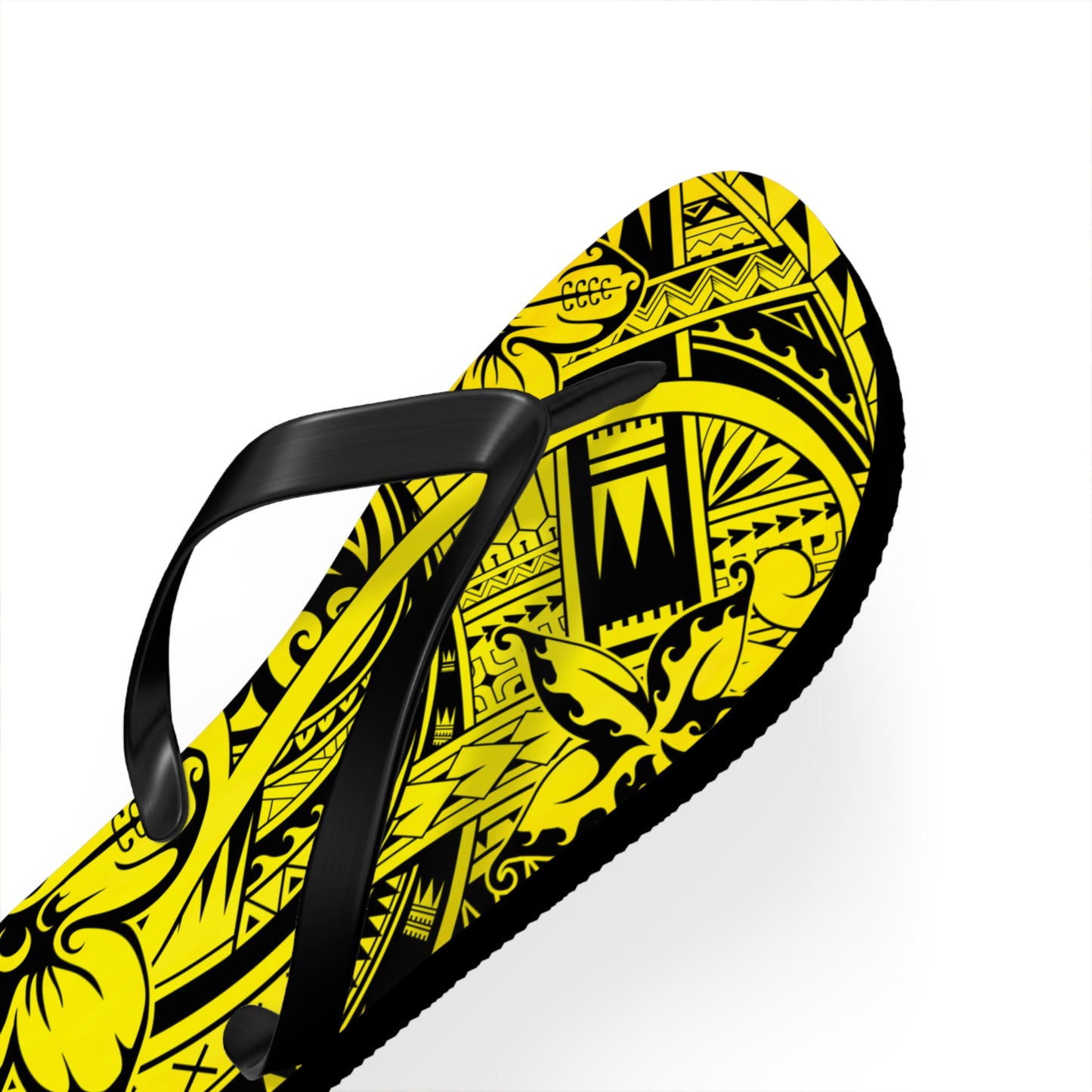 Polynesian Yellow Flip Flops, Summer Beach Sandals, Tropical Vacation Footwear, Gift for Her, Bohemian Style Footwear
