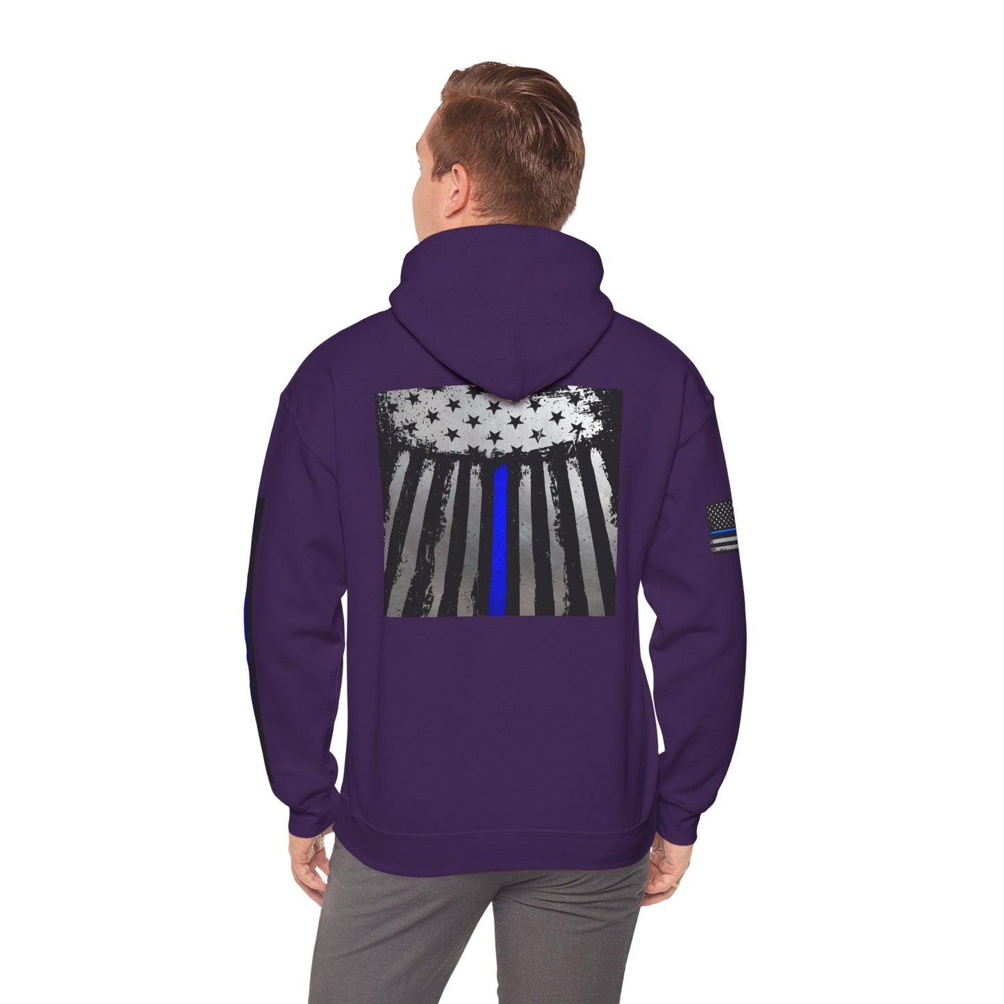 Spartan Thin Blue Line Flag Hoodie – Warrior Helmet Patriotic Sweatshirt for Police Supporters
