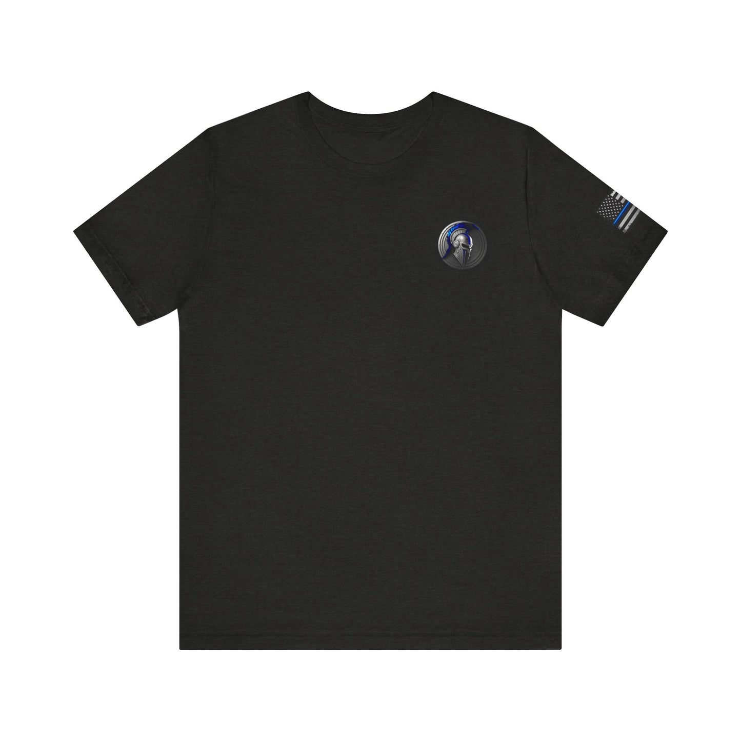 Spartan Helmet Flag Shirt – Thin Blue Line American Patriotic Tee for Law Enforcement Support