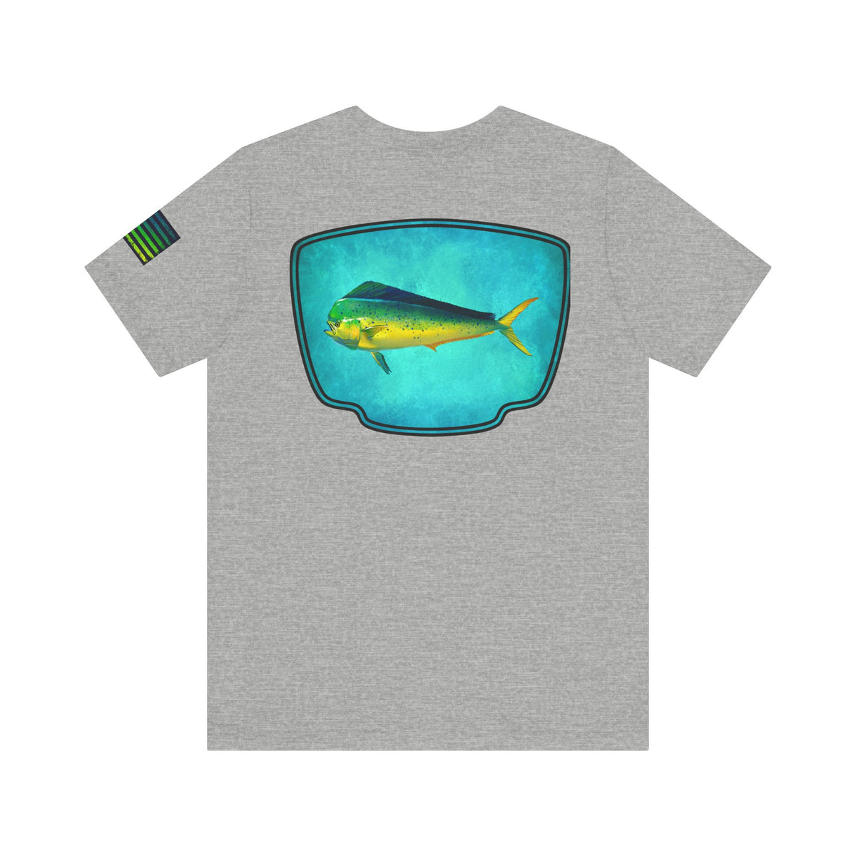 Vibrant Mahi Mahi Badge Tee – Ocean-Inspired Saltwater Fishing Shirt for Men