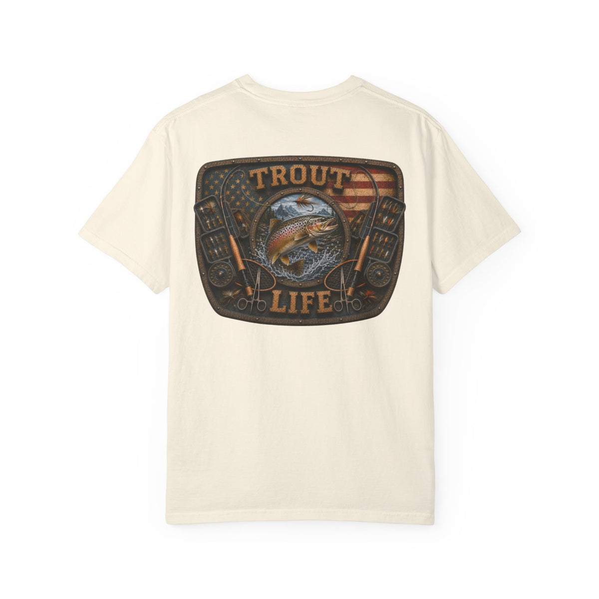 Trout Life T-Shirt — Fishing Graphic Tee with Trout & American Flag