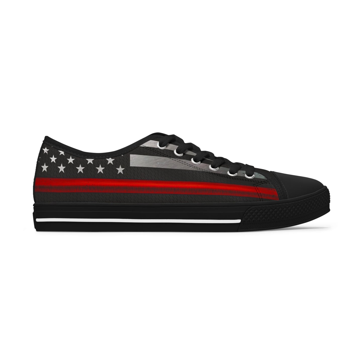 Thin Red Line American Flag Low-Top Sneakers – Firefighter Tribute Streetwear