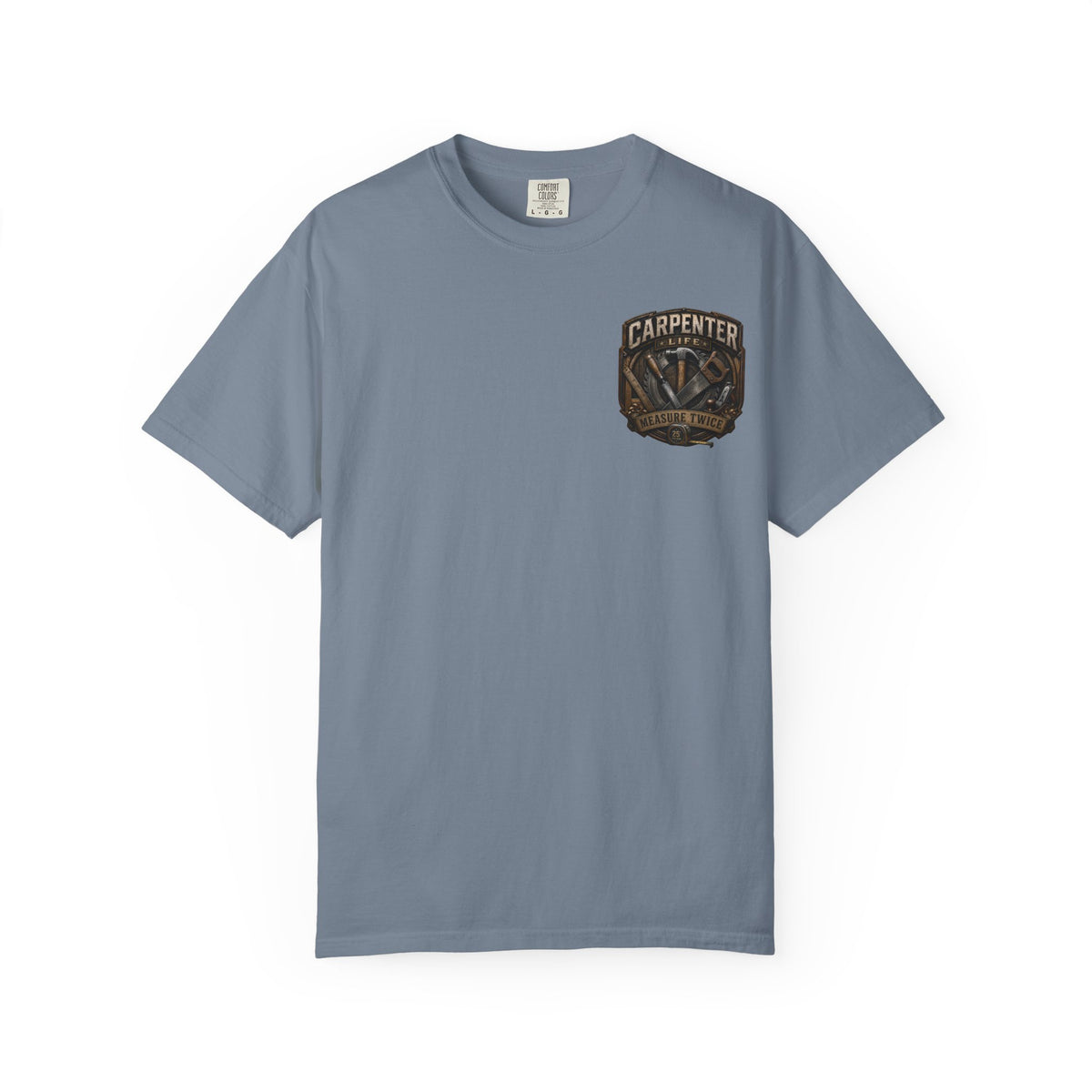 Carpenter Life T-Shirt – 'Measure Twice' Vintage Tool Emblem