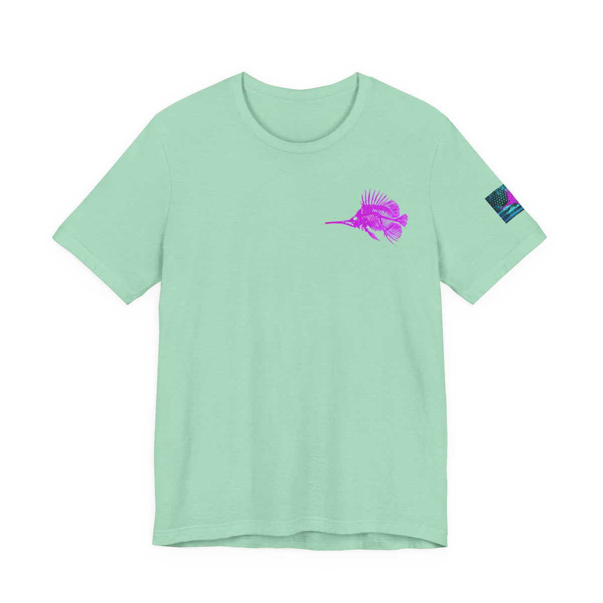 Pink Angler Grunge American Flag Tee, Patriotic USA Shirt, Vintage American Flag