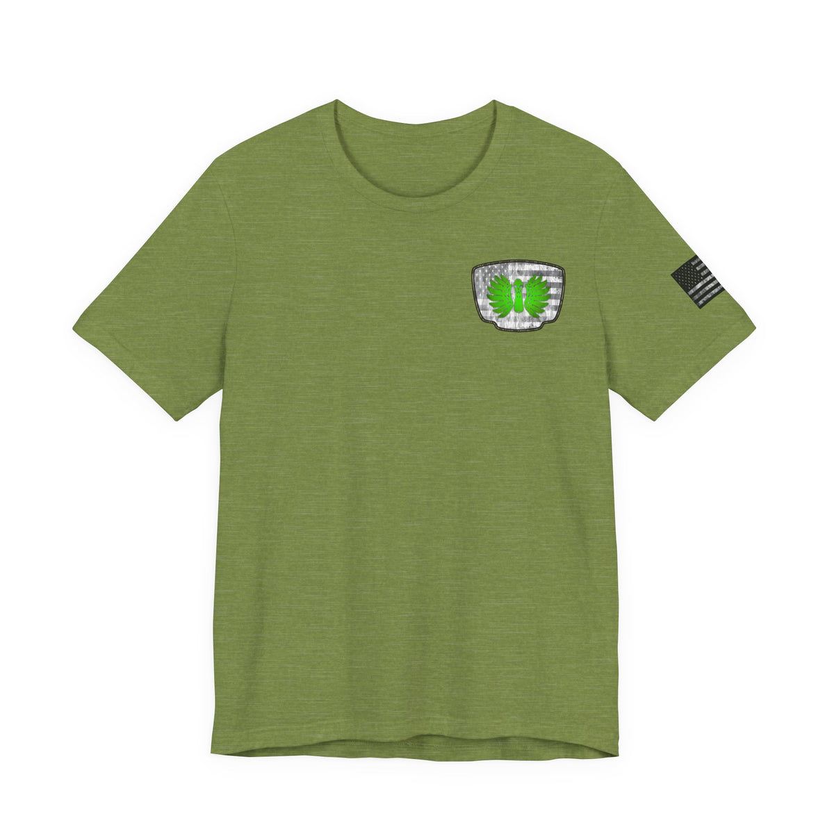 Duck Skull Hunting Badge T-Shirt – Mossy Camo Print, Crossed Guns & Duck Skull Graphic